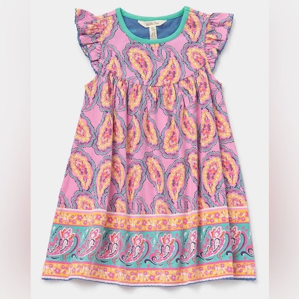 Girls Size 6 Matilda Jane Paisley Please dress pink flutter sleeve